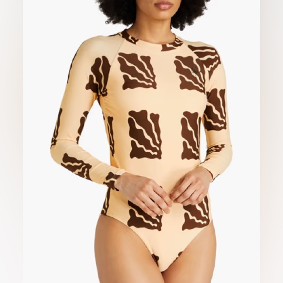 New Abysse x Free People Ama Coral XL Ivory Long Sleeve 1-Pc High Neck Surf Suit - Picture 4 of 13